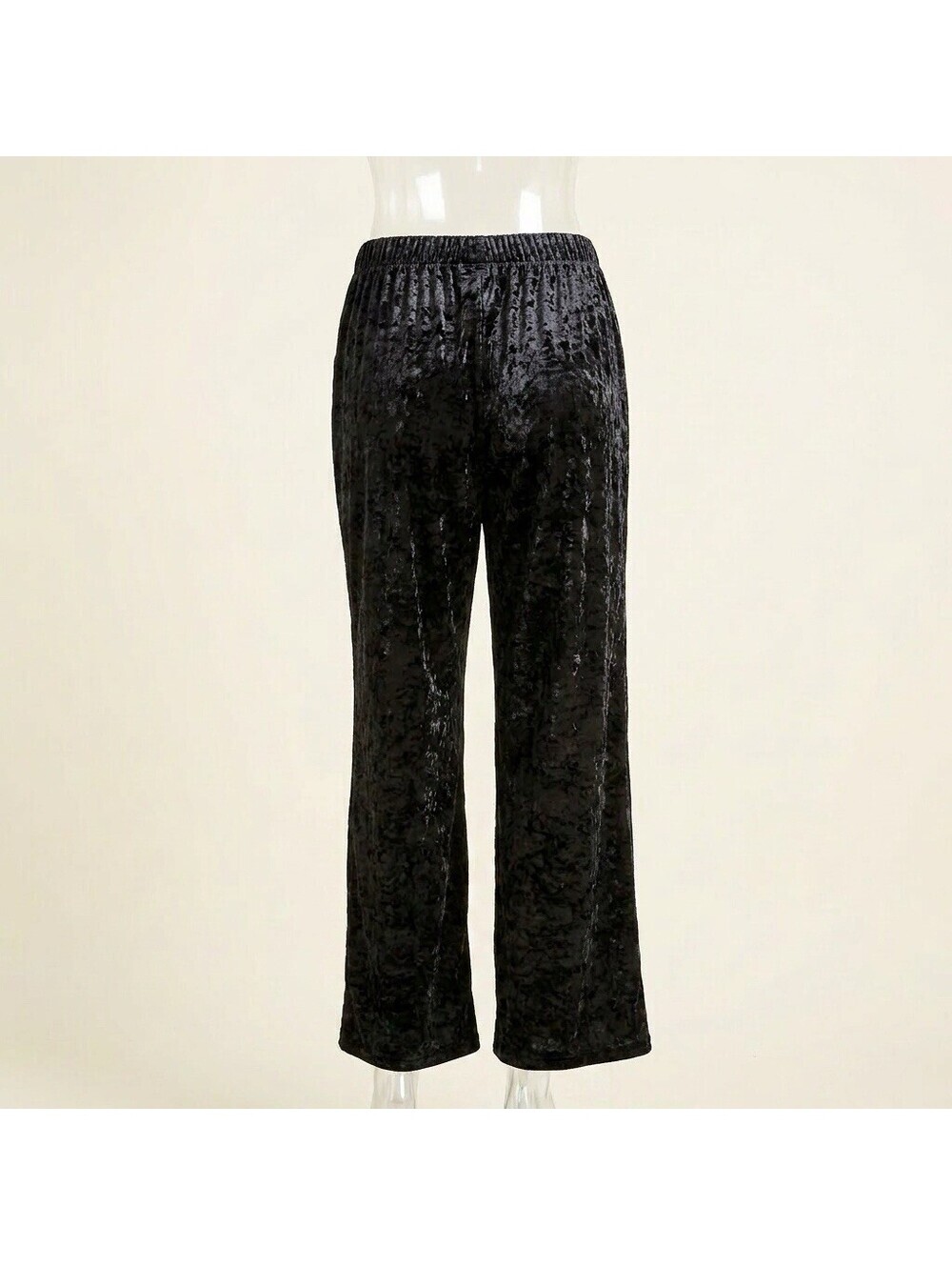 Forever 21 - Crushed Velvet Bell-Bottom Pants - Black - Size 2X